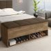 Calçadeira Bau Marry com Sapateira para cama Box de Casal Castanho Suede Marrom