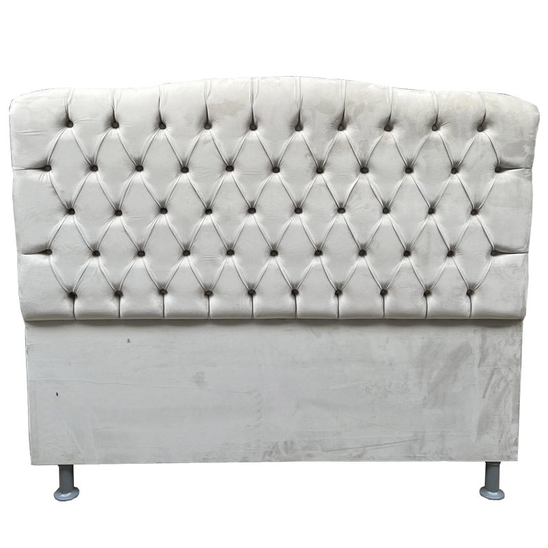 Conjunto Cabeceira e Recamier Bella Capitonê para Cama Box Casal 140 CM Suede Bege