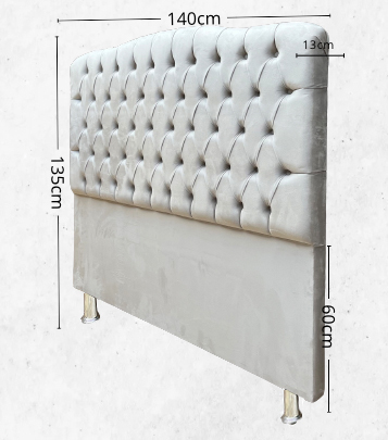 Conjunto Cabeceira e Recamier Bella Capitonê para Cama Box Casal 140 CM Suede Bege
