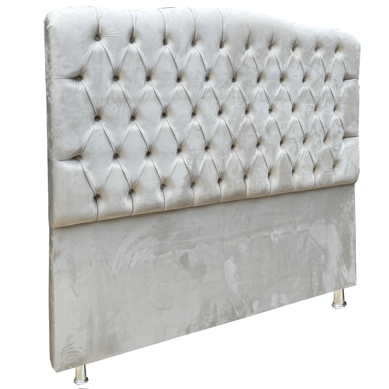 Conjunto Cabeceira e Recamier Bella Capitonê para Cama Box Casal 140 CM Suede Bege