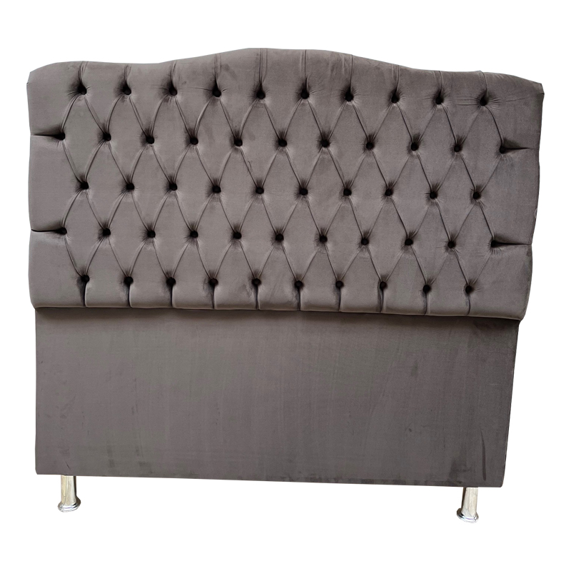 Conjunto Cabeceira e Recamier Bella Capitonê para Cama Box Casal 140 CM Suede Marrom