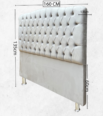 Conjunto Cabeceira e Recamier Bella Capitonê para Cama Box Casal 160 CM Suede Bege