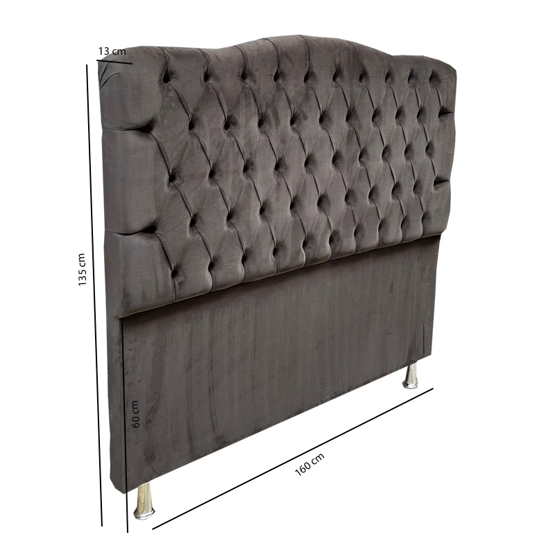 Conjunto Cabeceira e Recamier Bella Capitonê para Cama Box Casal 160 CM Suede Marrom