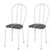 Kit 02 Cadeiras Tubular Branco 004 Assento Preto Listrado