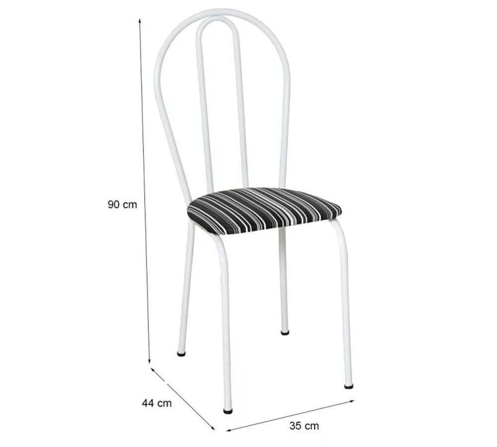 Kit 02 Cadeiras Tubular Branco 004 Assento Preto Listrado