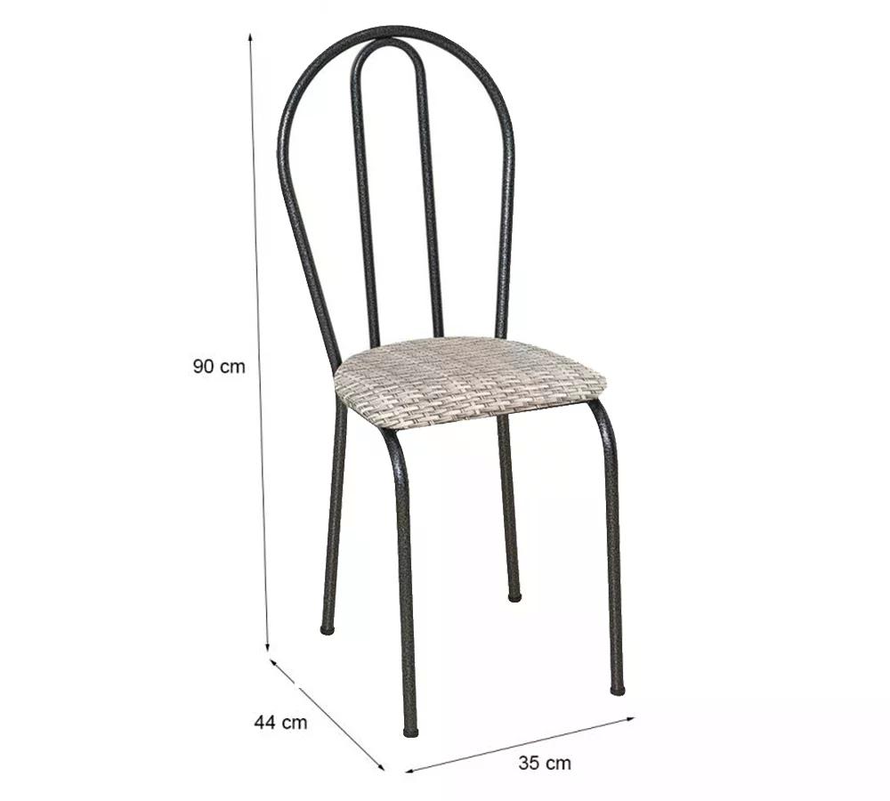 Kit 02 Cadeiras Tubular Cromo Preto 004 Assento Rattan