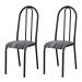 Kit 02 Cadeiras Tubular Cromo Preto 056 Assento Preto Listrado