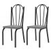 Kit 02 Cadeiras Tubular Preto Fosco 121 Assento Platina