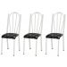 Kit 03 Cadeiras Tubular Branca 021 Assento Preto Florido
