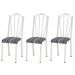 Kit 03 Cadeiras Tubular Branca 021 Assento Preto Listrado