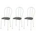 Kit 03 Cadeiras Tubular Branco 004 Assento Preto Listrado