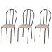 Kit 03 Cadeiras Tubular Cromo Preto 004 Assento Rattan