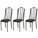 Kit 03 Cadeiras Tubular Cromo Preto 021 Assento Preto Florido