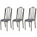 Kit 03 Cadeiras Tubular Cromo Preto 021 Assento Preto Listrado