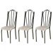 Kit 03 Cadeiras Tubular Cromo Preto 021 Assento Rattan