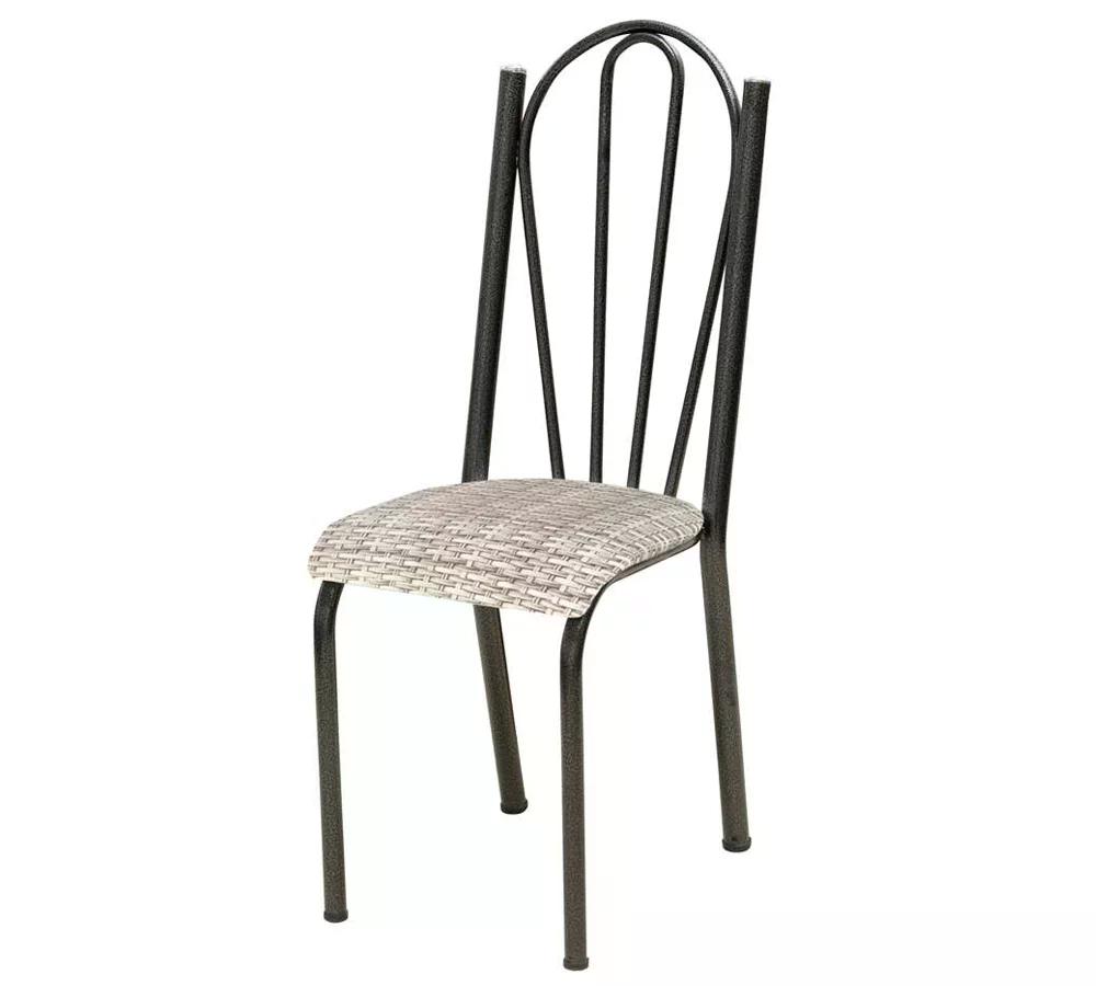 Kit 03 Cadeiras Tubular Cromo Preto 021 Assento Rattan
