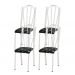 Kit 04 Cadeiras Tubular Branca 021 Assento Preto Florido