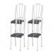 Kit 04 Cadeiras Tubular Branca 021 Assento Preto Listrado