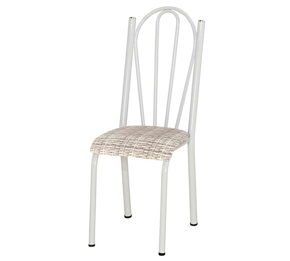 Kit 04 Cadeiras Tubular Branca 021 Assento Rattan