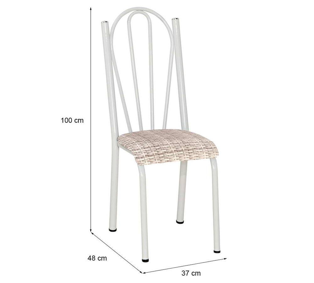Kit 04 Cadeiras Tubular Branca 021 Assento Rattan