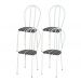 Kit 04 Cadeiras Tubular Branco 004 Assento Preto Listrado