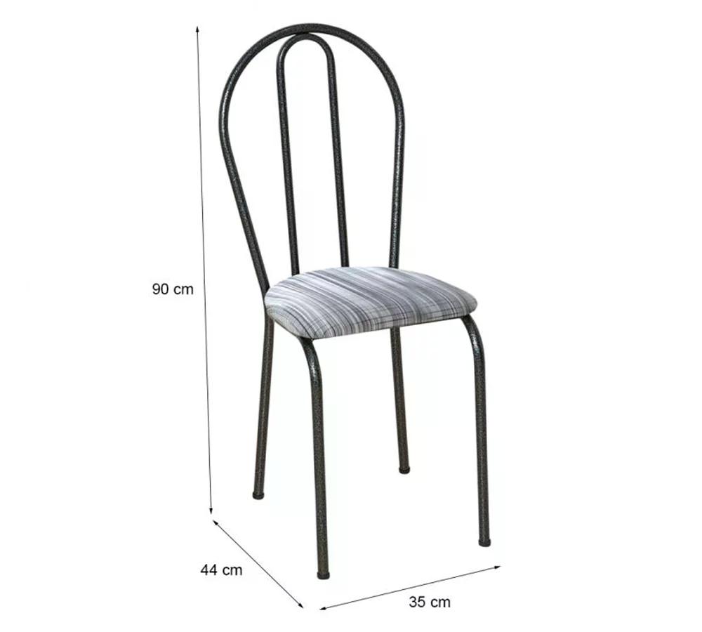 Kit 04 Cadeiras Tubular Cromo Preto 004 Assento Linho