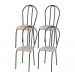 Kit 04 Cadeiras Tubular Cromo Preto 004 Assento Rattan