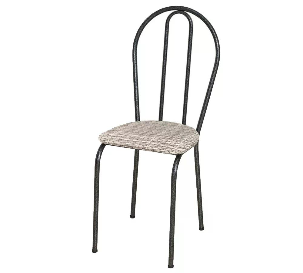Kit 04 Cadeiras Tubular Cromo Preto 004 Assento Rattan