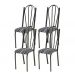 Kit 04 Cadeiras Tubular Cromo Preto 021 Assento Preto Listrado