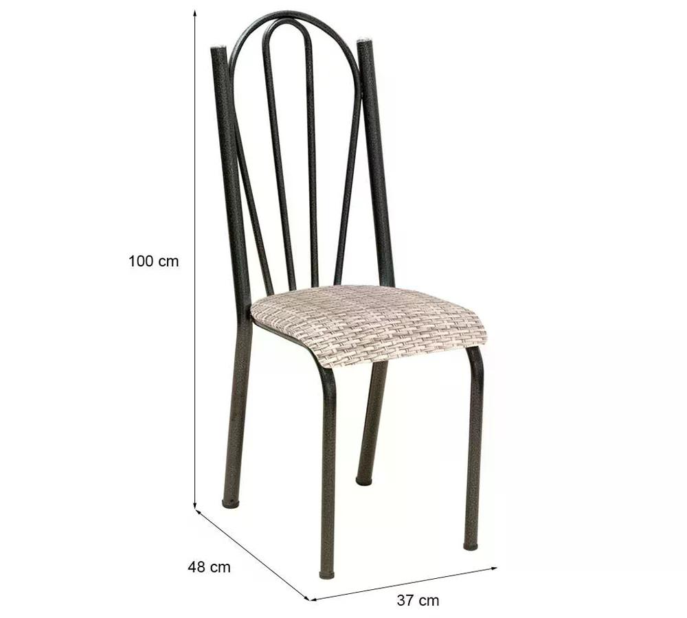 Kit 04 Cadeiras Tubular Cromo Preto 021 Assento Rattan