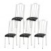 Kit 05 Cadeiras Tubular Branca 021 Assento Preto Florido