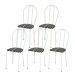 Kit 05 Cadeiras Tubular Branco 004 Assento Preto Listrado