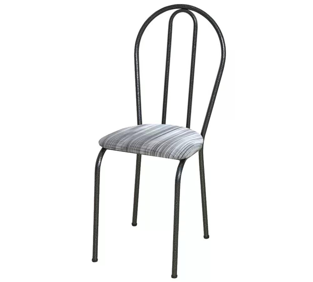 Kit 05 Cadeiras Tubular Cromo Preto 004 Assento Linho