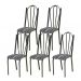 Kit 05 Cadeiras Tubular Cromo Preto 021 Assento Preto Listrado
