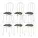 Kit 06 Cadeiras Tubular Branco 004 Assento Preto Listrado