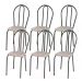 Kit 06 Cadeiras Tubular Cromo Preto 004 Assento Rattan