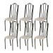 Kit 06 Cadeiras Tubular Cromo Preto 021 Assento Rattan