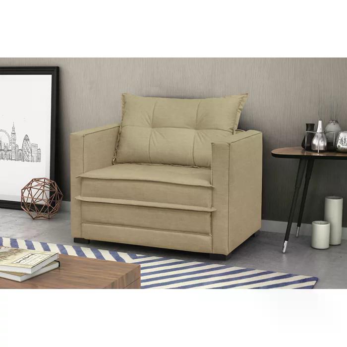 Poltrona Cama Londres Suede Bege