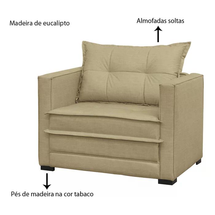 Poltrona Cama Londres Suede Bege