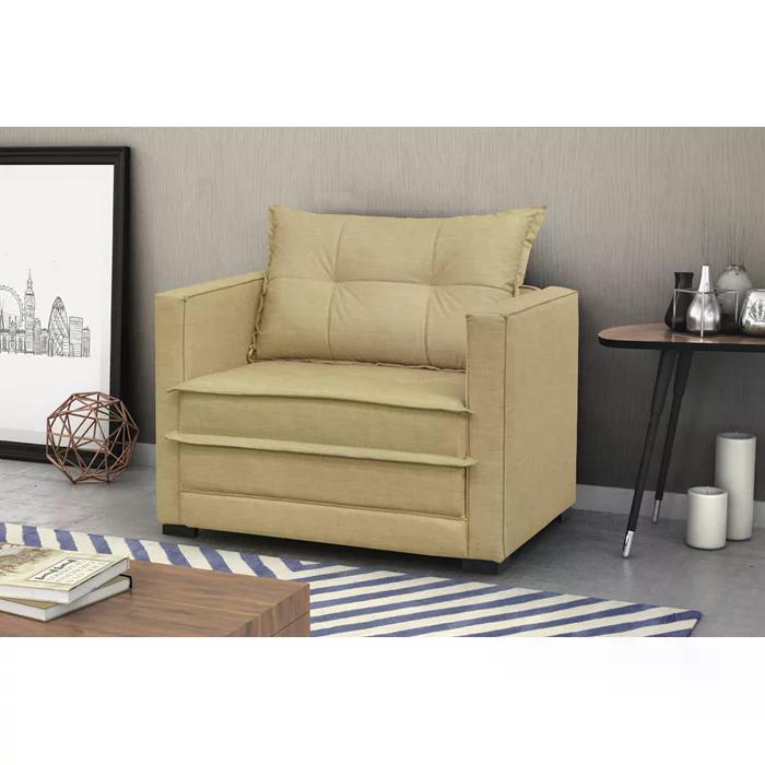 Poltrona Cama Londres Suede Marfim