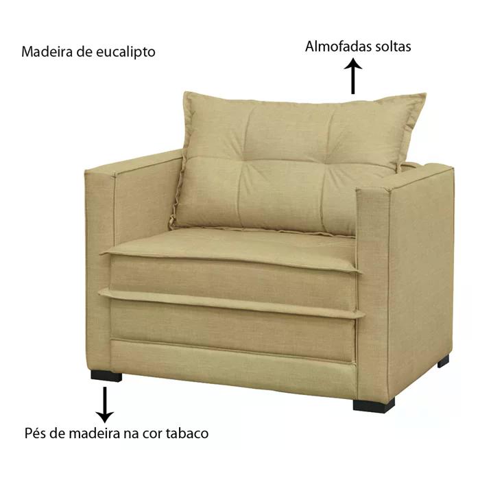 Poltrona Cama Londres Suede Marfim