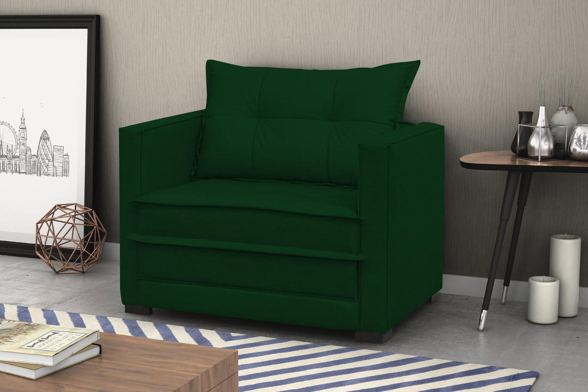 Poltrona Cama Londres Suede Verde
