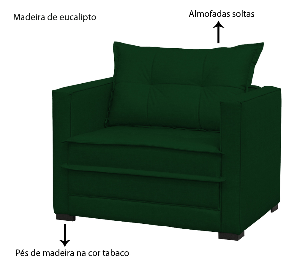 Poltrona Cama Londres Suede Verde