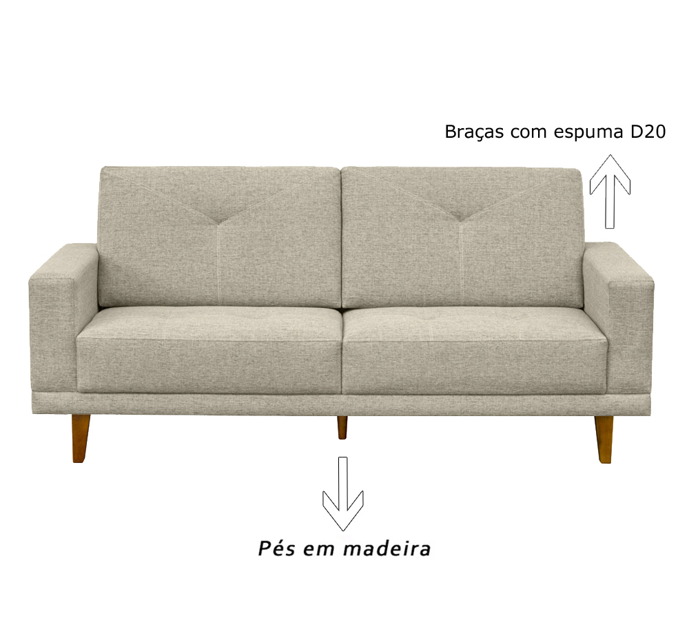 Sofá 02 Lugares Capri 145cm Linho Areia