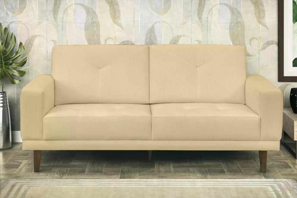 Sofá 03 Lugares Capri 180cm Suede Marfim