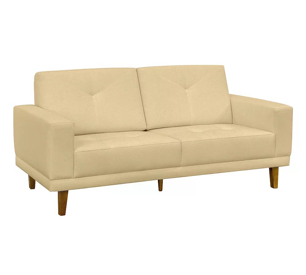 Sofá 03 Lugares Capri 180cm Suede Marfim