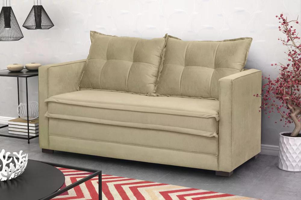 Sofá Cama 02 Lugares Londres Suede Bege