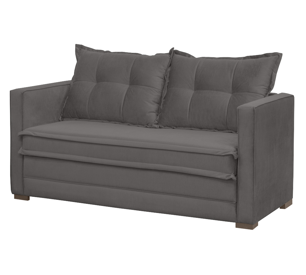 Sofá Cama 02 Lugares Londres Suede Cinza