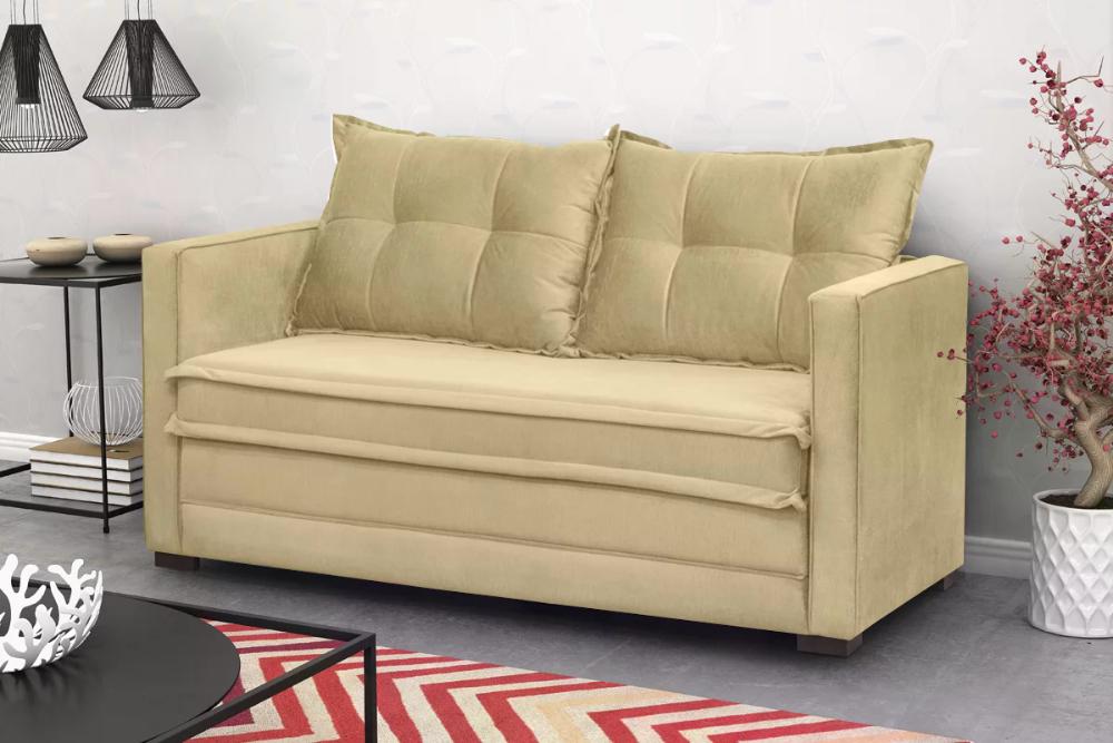 Sofá Cama 02 Lugares Londres Suede Marfim