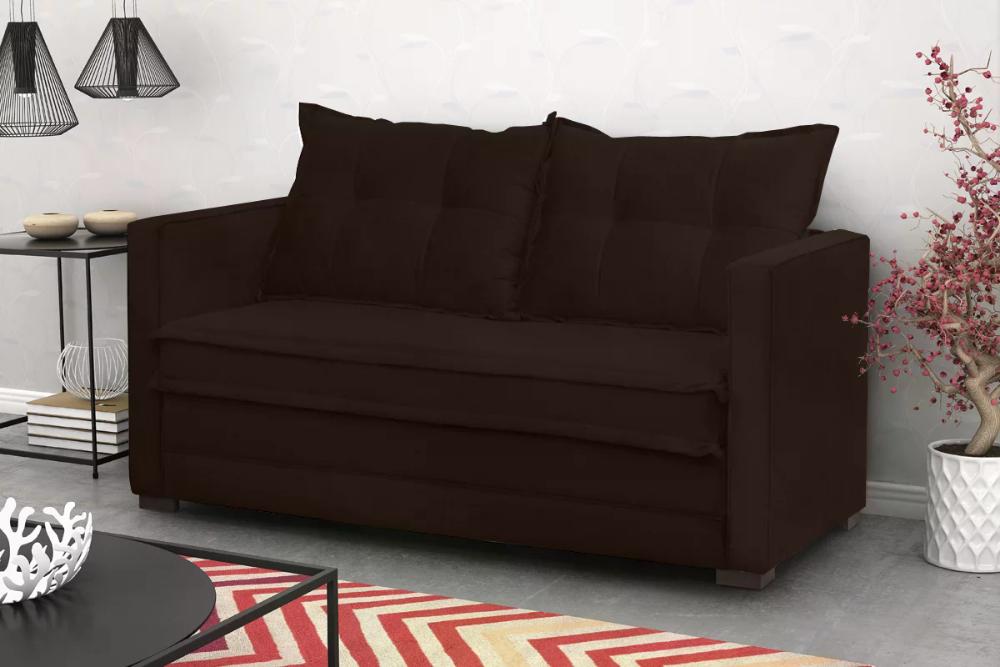 Sofá Cama 02 Lugares Londres Suede Tabaco